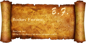 Bodon Ferenc névjegykártya